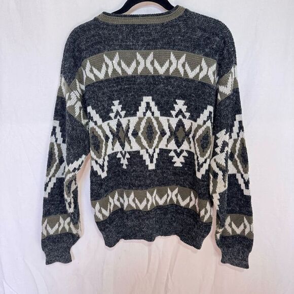 Big Bear Trading Co Vintage Mens sweater Sz L geometric Grandpa 90s - Picture 4 of 4